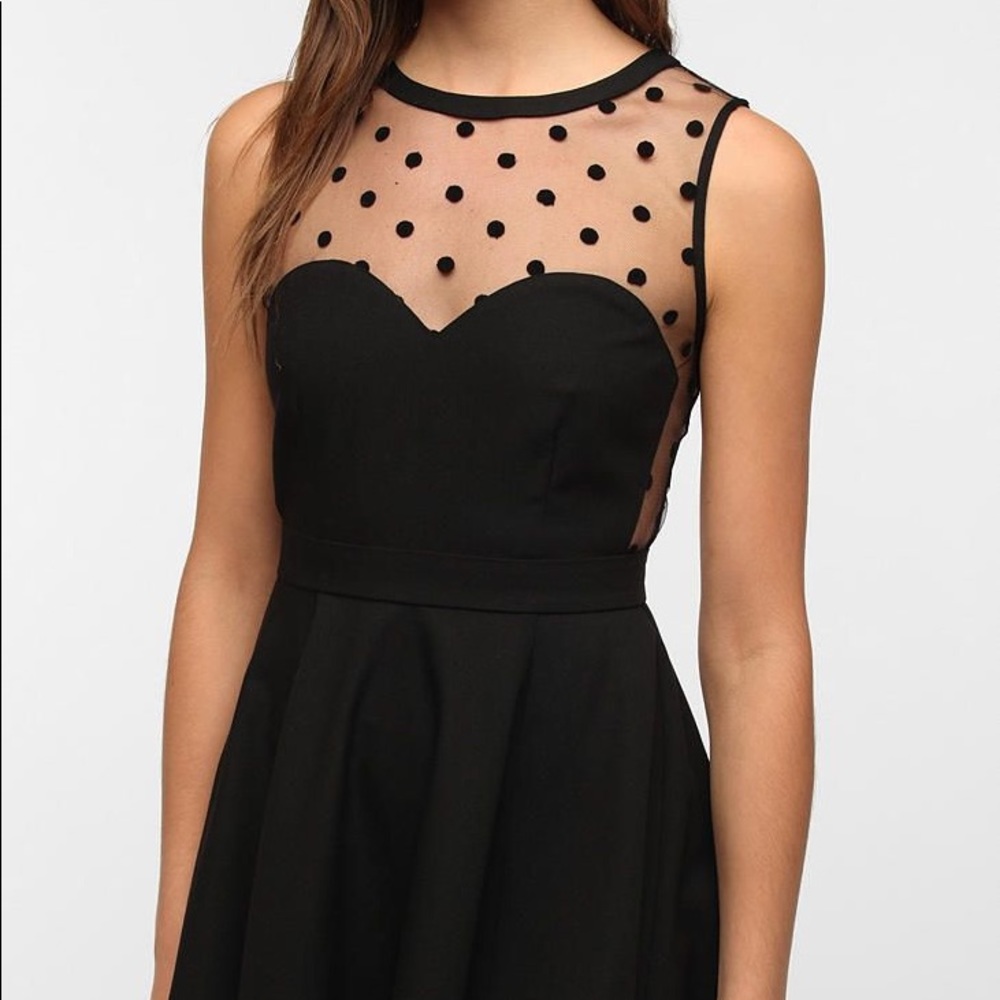 Black Polka Dot Mesh Top Dress 🖤